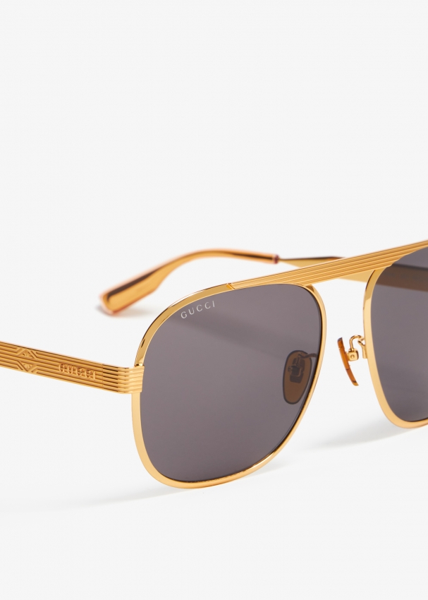 Gucci Navigator frame sunglasses for Men Gold in KSA Level Shoes