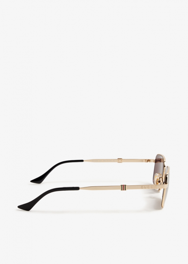 Gucci Rectangular frame sunglasses for Men Gold in UAE Level Shoes