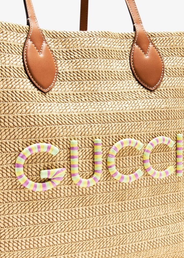 Gucci raffia tote cheap