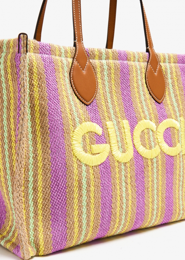 Gucci Gucci Patch medium jute tote bag for Women Multicolored in UAE Level Shoes