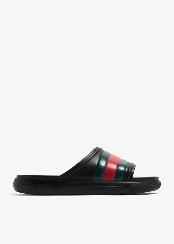 Gucci Web slide sandals for Men - Black in UAE | Level Shoes