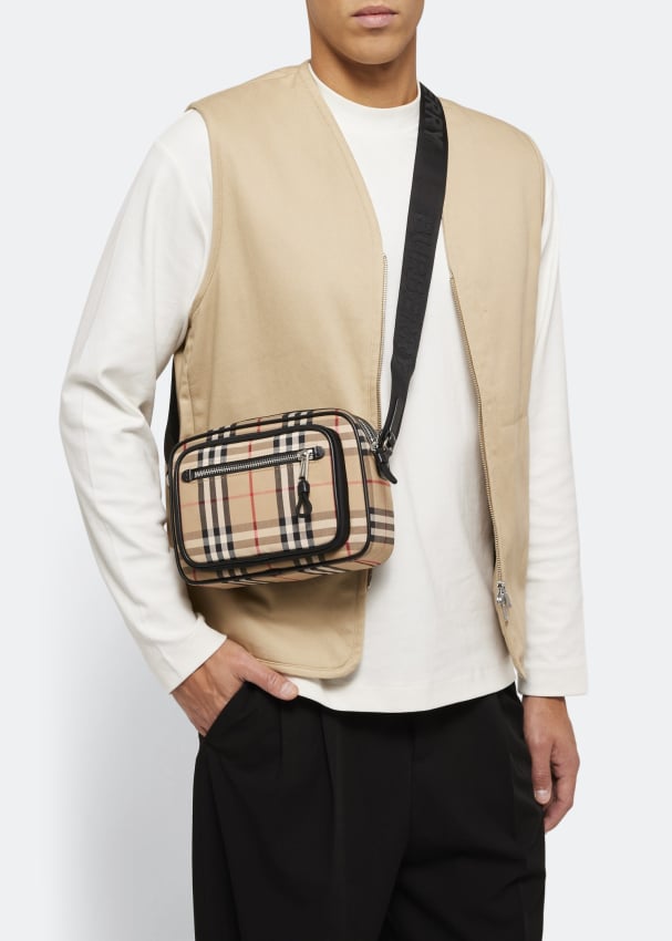 Burberry Check messenger bag for Men - Beige in UAE | Level Shoes