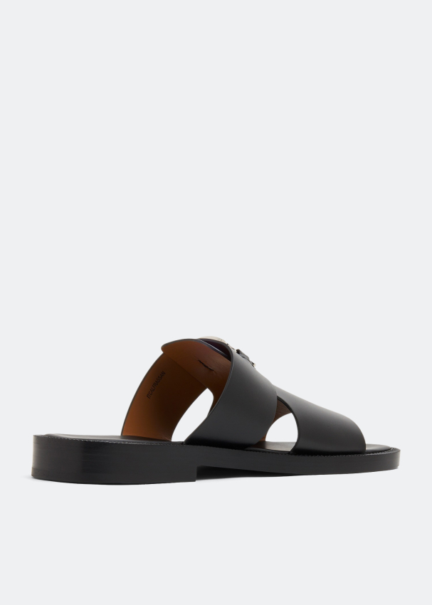 Burberry Kingsgate Logo Plaque Flat Sandals in Black for Men
