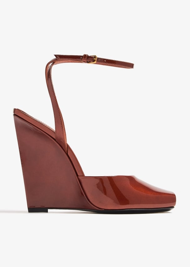 Saint Laurent Cassandra wedge espadrilles for Women Brown in UAE Level Shoes