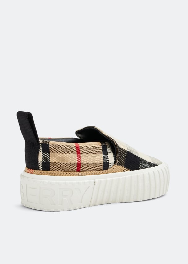 Burberry Check cotton sneakers for Baby - Prints in UAE | Level Shoes