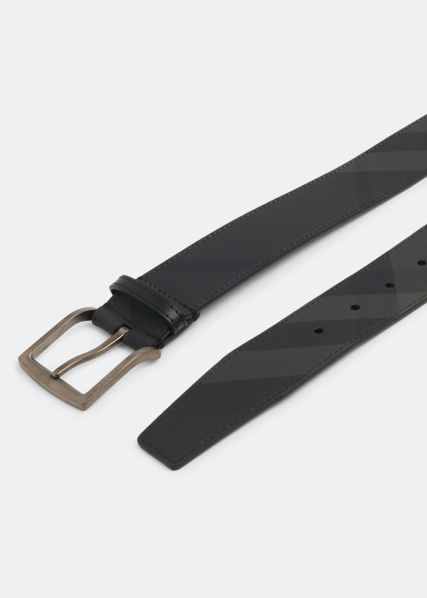 Leather Reversible TB Belt in Black/tan/light gold - Men