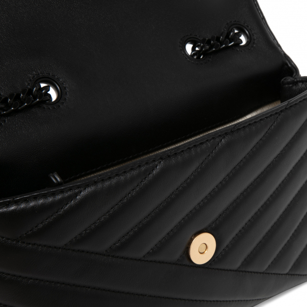 Kira chevron quilted leather shoulder bag top