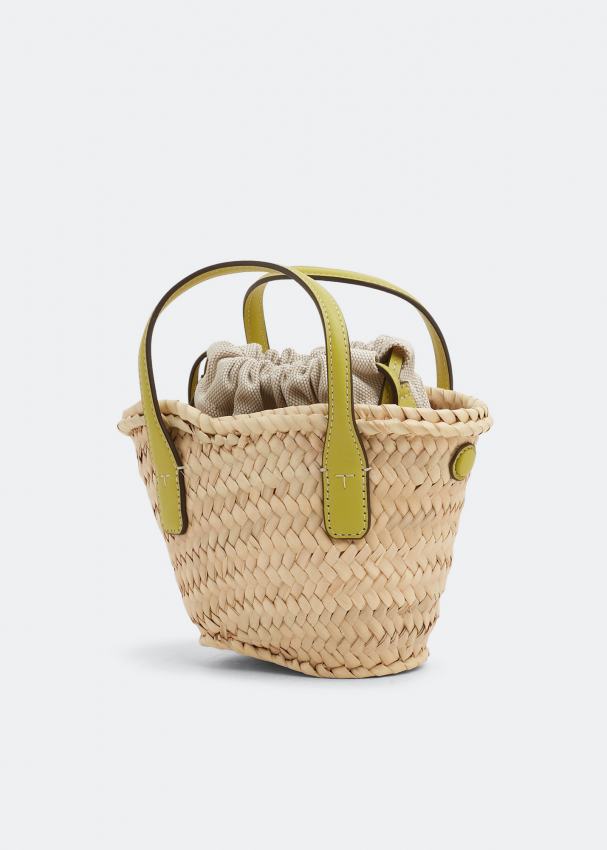 fleming soft straw mini bucket bag