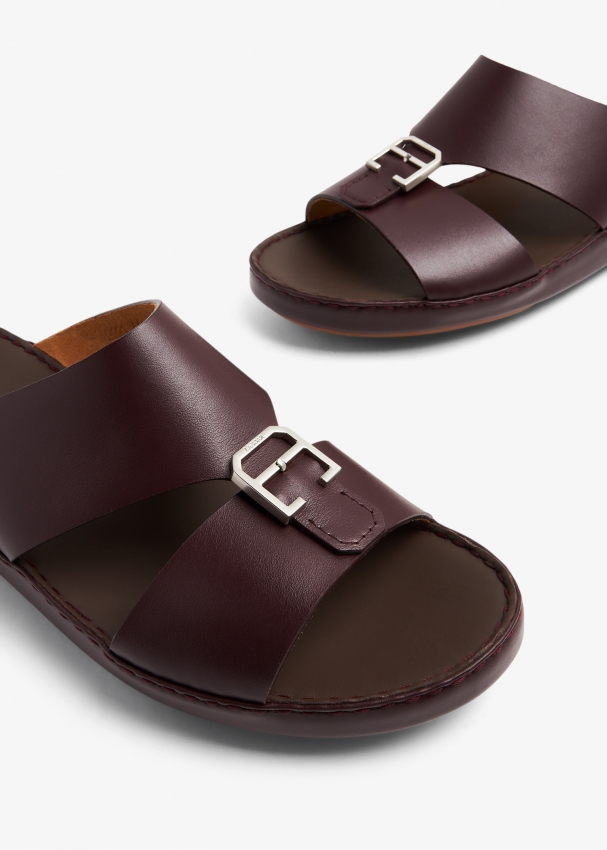 Laggar Belt Buckle Up sandals for Men Burgundy in UAE Level Shoes