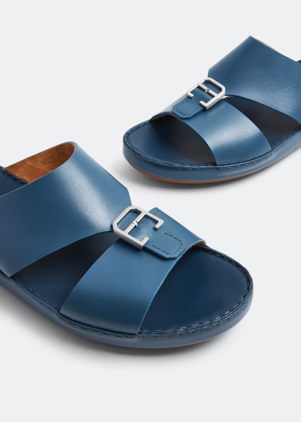 Mens blue sales leather sandals