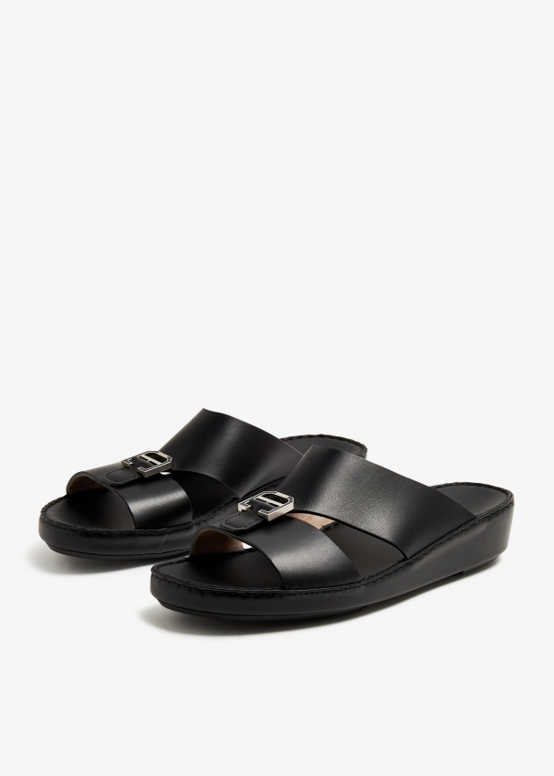 Laggar Belt Buckle Up sandals for Men Black in Bahrain Level Shoes