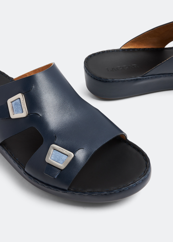 Laggar Square Dual Buckle sandals for Men Blue in UAE Level Shoes