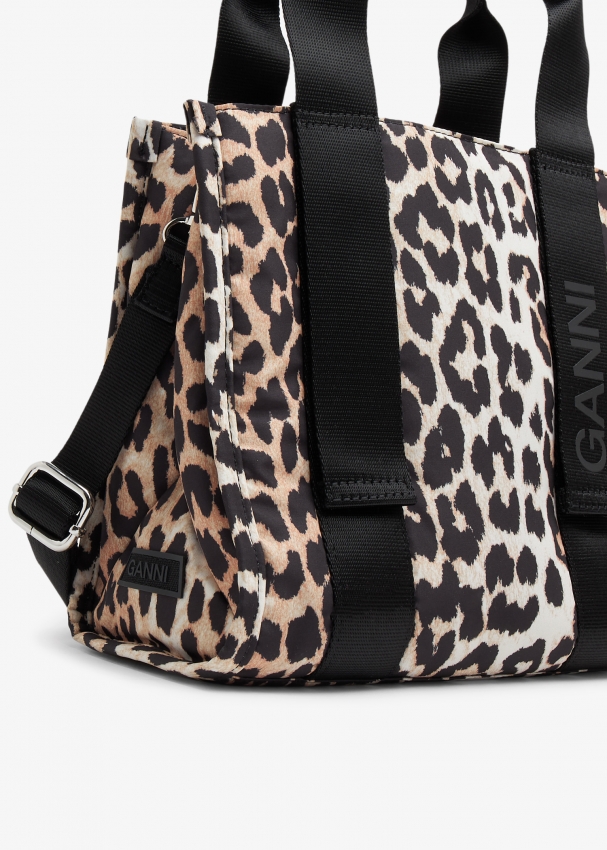 Leopard Print Tote Bag in Multicoloured - Ganni