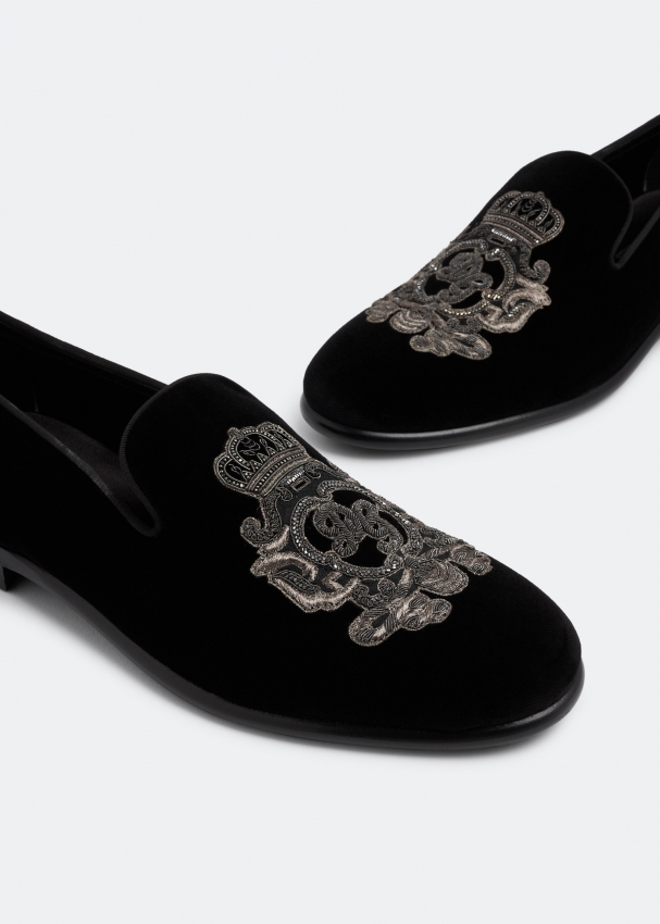 Dolce&Gabbana Velvet slippers for Men - Black in UAE | Level Shoes