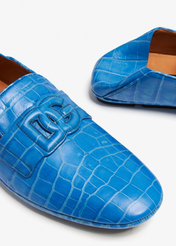 Dolce&Gabbana Croc-embossed driver slippers for Men - Blue in UAE 