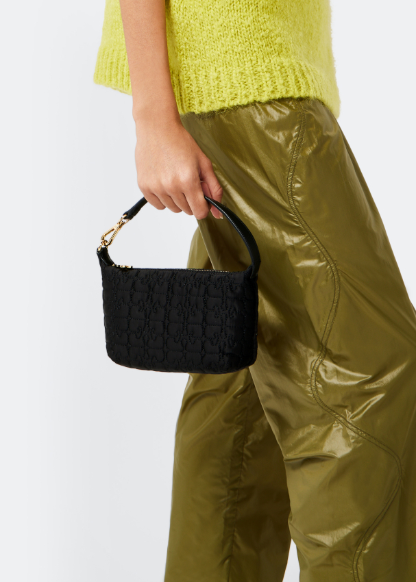 Black Small Butterfly Pouch Satin Bag | GANNI US
