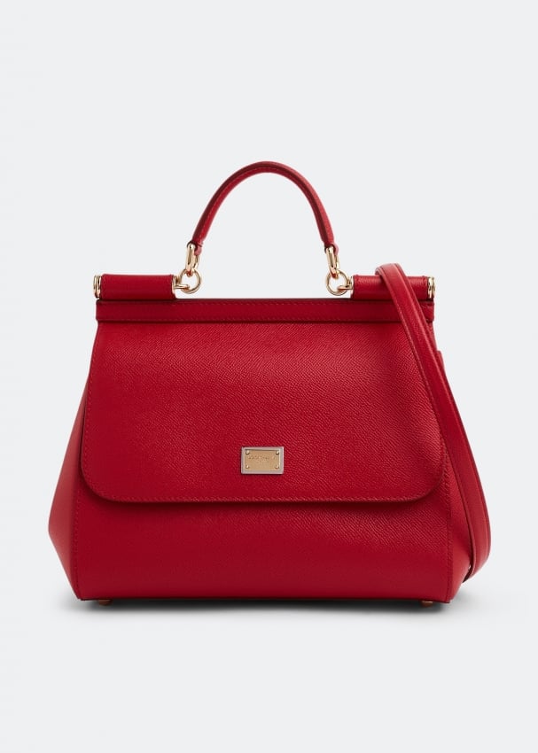 Dolce & Gabbana Sicily Medium Leather Handbag In Red