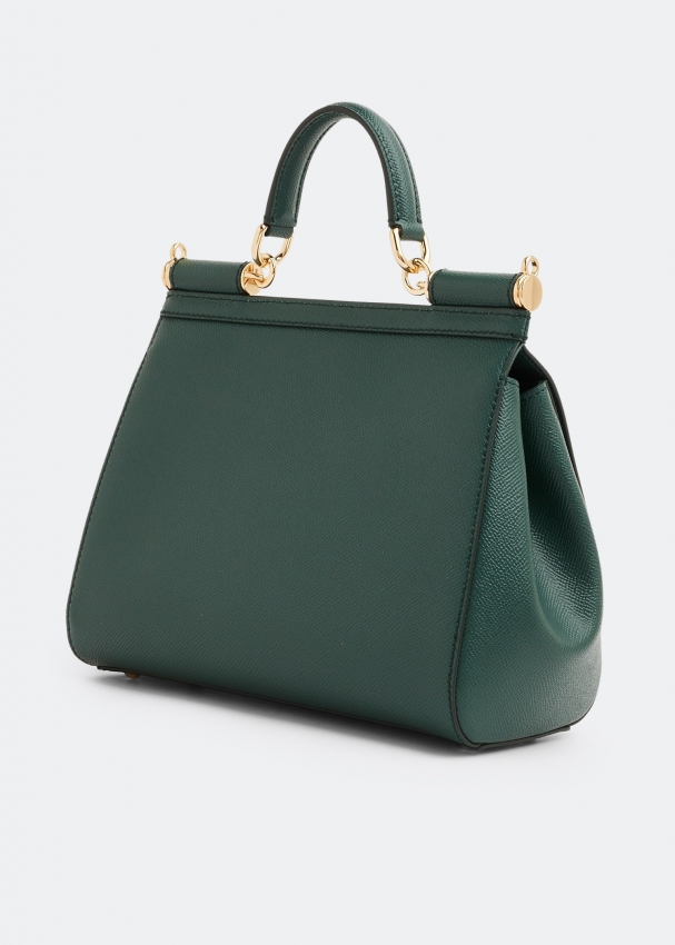 Dolce & Gabbana Small Dauphine Leather Sicily Bag in Green