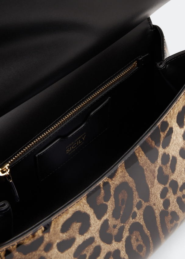 Medium sicily bag in printed dauphine calfskin top