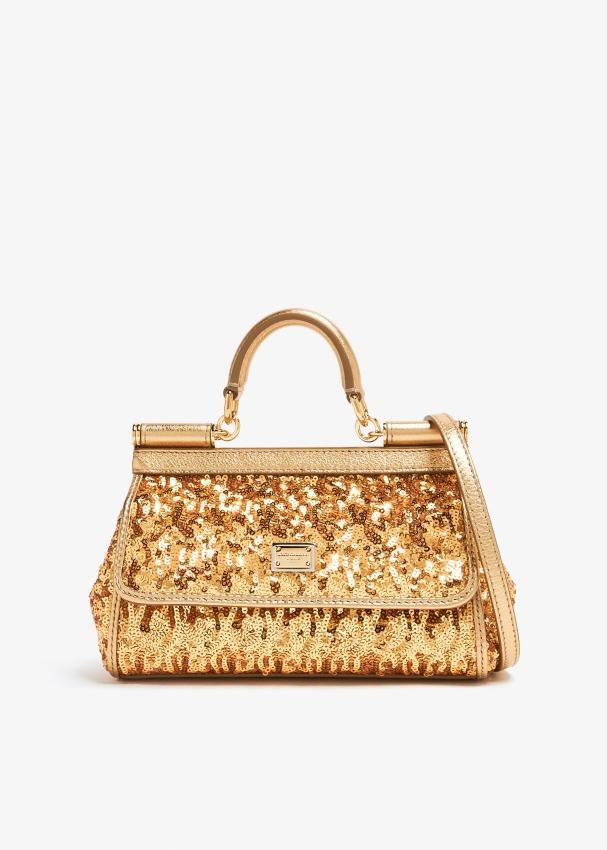 Dolce Gabbana Small Sicily sequin bag for Women Gold in UAE Level Shoes