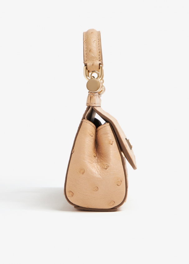Dolce Gabbana Small Sicily ostrich leather bag for Women Beige