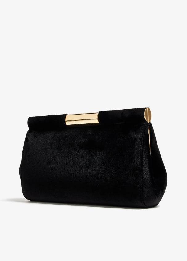 Navy velvet clutch bag discount