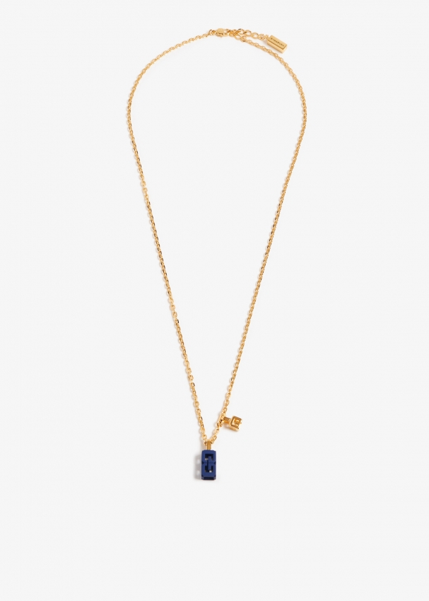 Givenchy Necklace- Rose Gold or Silver & Blue Crystal Pendant | eBay