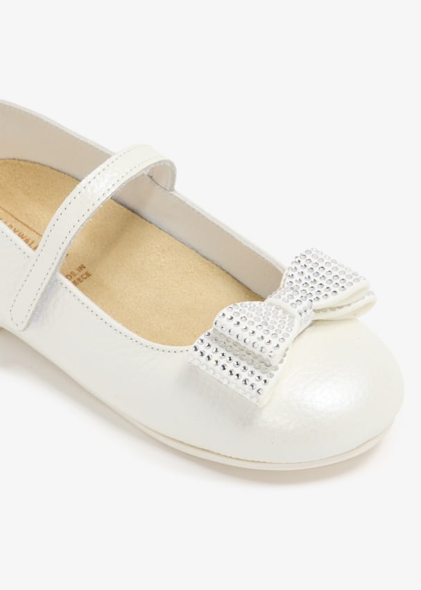 BabyWalker crystal-embellished leather ballerina shoes - Neutrals