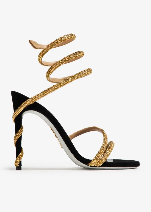 René Caovilla Suede crystal-embellished sandals for Women - Gold in UAE ...