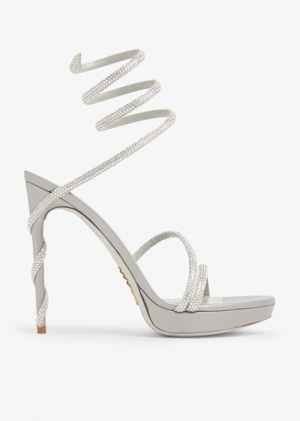 René Caovilla Margot crystal-embellished sandals for Women - Grey in ...