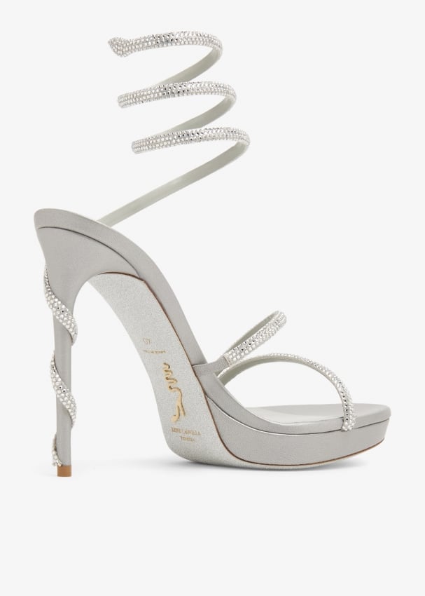 René Caovilla Margot crystal-embellished sandals for Women - Grey in ...
