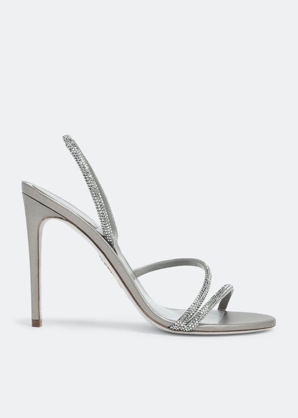 René Caovilla Irina crystal sandals for Women - Grey in UAE | Level Shoes