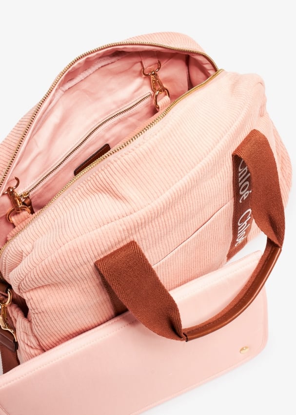 Chloe Logo embroidered changing bag for Girl Pink in UAE Level Shoes