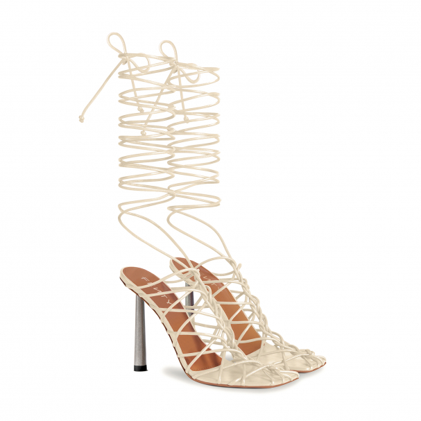 Buy Bone Premium Leather Cage Heeled Sandals from the Next UK online shop