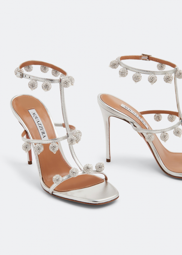 Aquazzura Cha Cha Cha crystal sandals for Women Silver in KSA Level Shoes