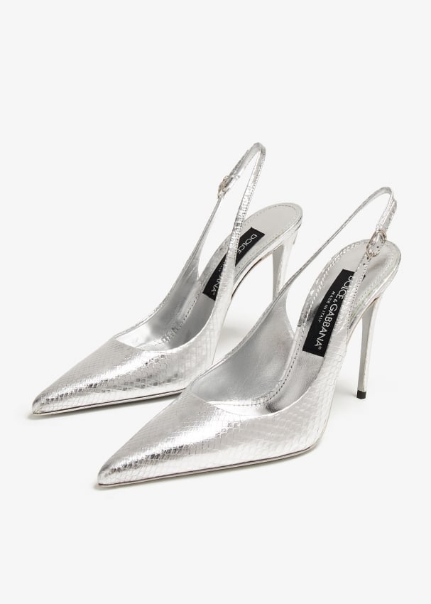 Silver shop slingback heels