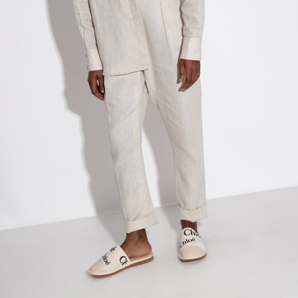 Chloe woody store mules white