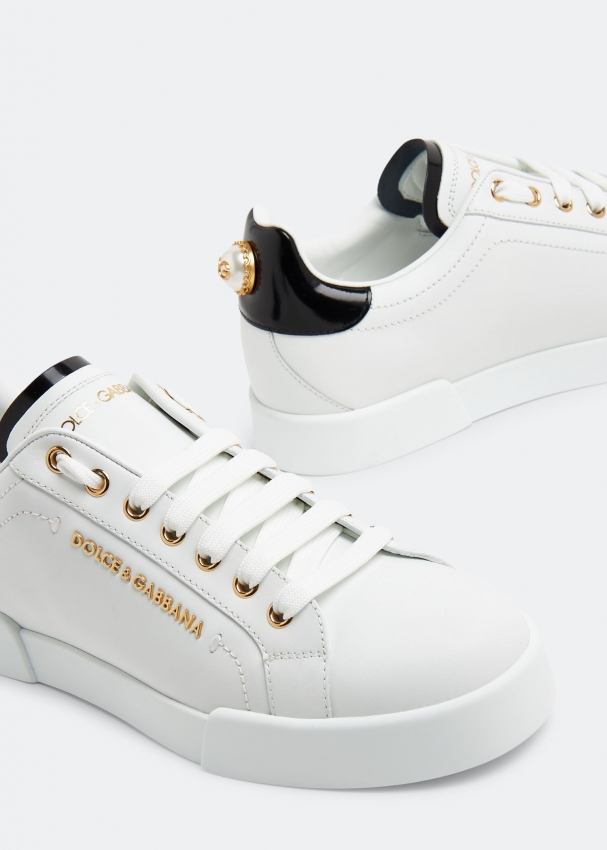 Dolce&Gabbana Portofino calfskin sneakers for Women - White in UAE ...