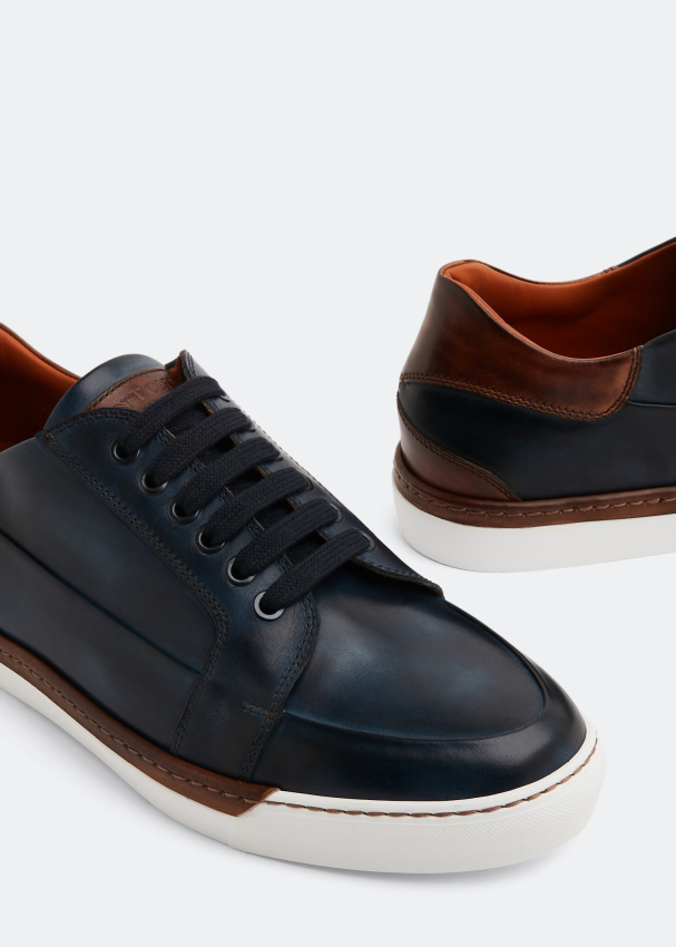Navy blue leather sneakers top