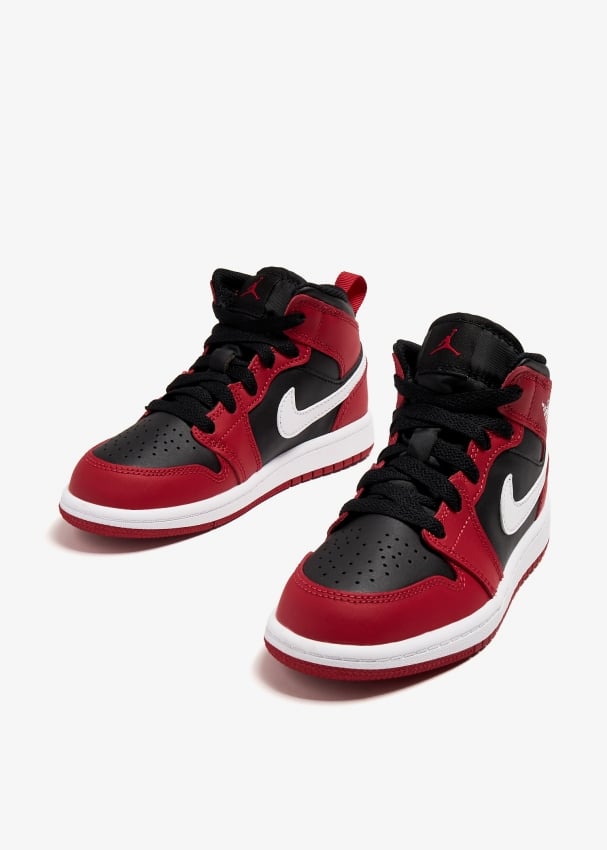 Men's air jordan 1 mid premium fleece basketball shoes hot sale