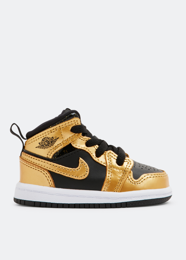 Nike Air Jordan 1 Mid Metallic Gold sneakers for Kids Unisex Black in KSA Level Shoes