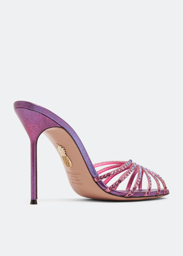 Aquazzura Flow 105 crystal mules for Women - Pink in UAE