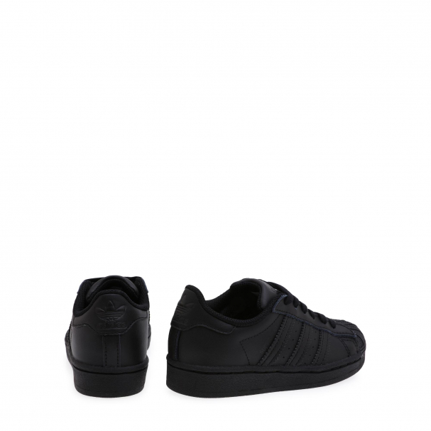 black leather adidas superstars