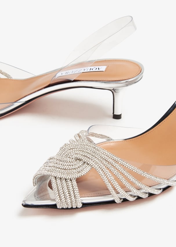 Aquazzura Gatsby sling 50 pumps for Women - Silver in UAE | Level Shoes