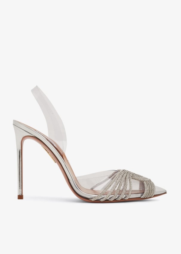 Aquazzura Gatsby sling 105 pumps for Women - Silver in UAE | Level Shoes