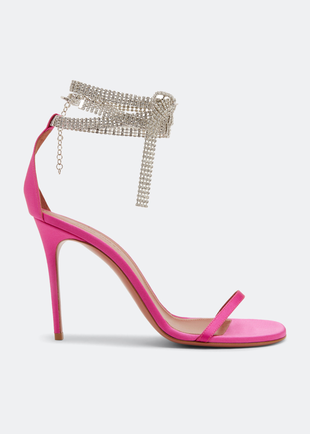 Amina Muaddi Giorgia crystal sandals for Women - Pink in UAE | Level Shoes