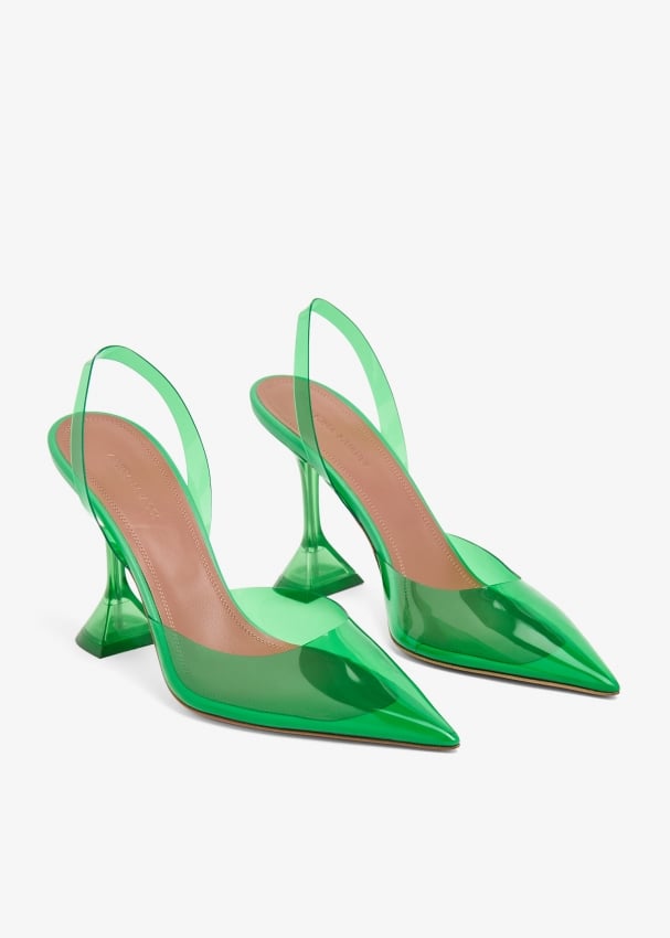 Amina Muaddi Holli Glass pumps for Women - Green in UAE | Level Shoes