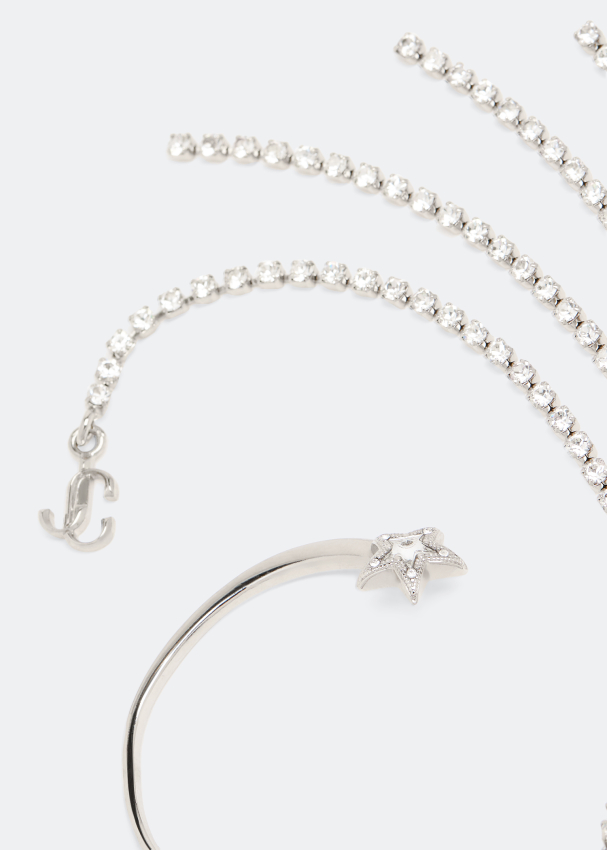 Jimmy Choo crystal-embellishment fringe earcuff - Silver