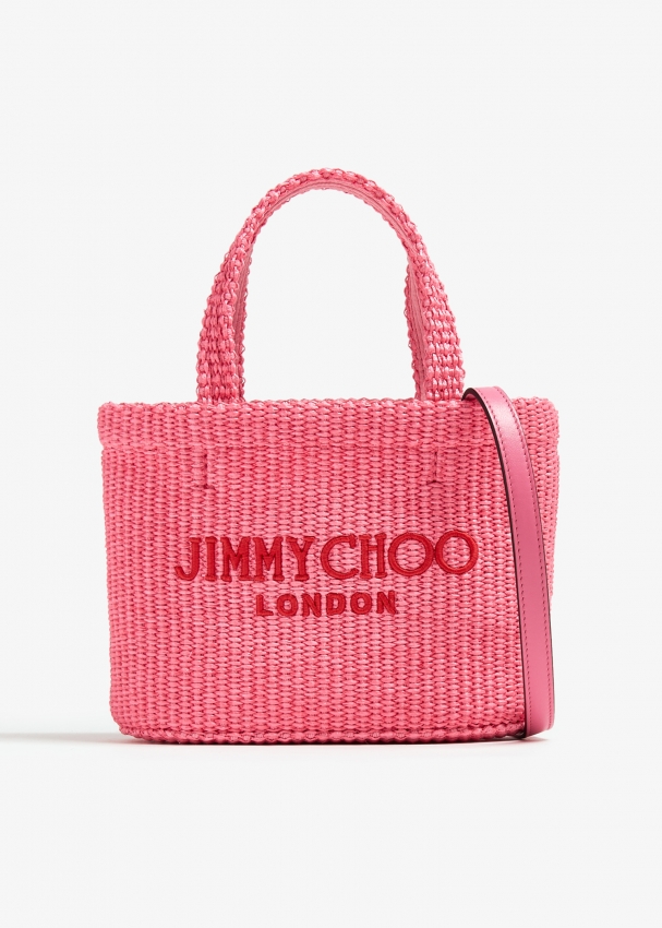 Jimmy Choo Raffia mini beach tote bag for Women - Pink in UAE 