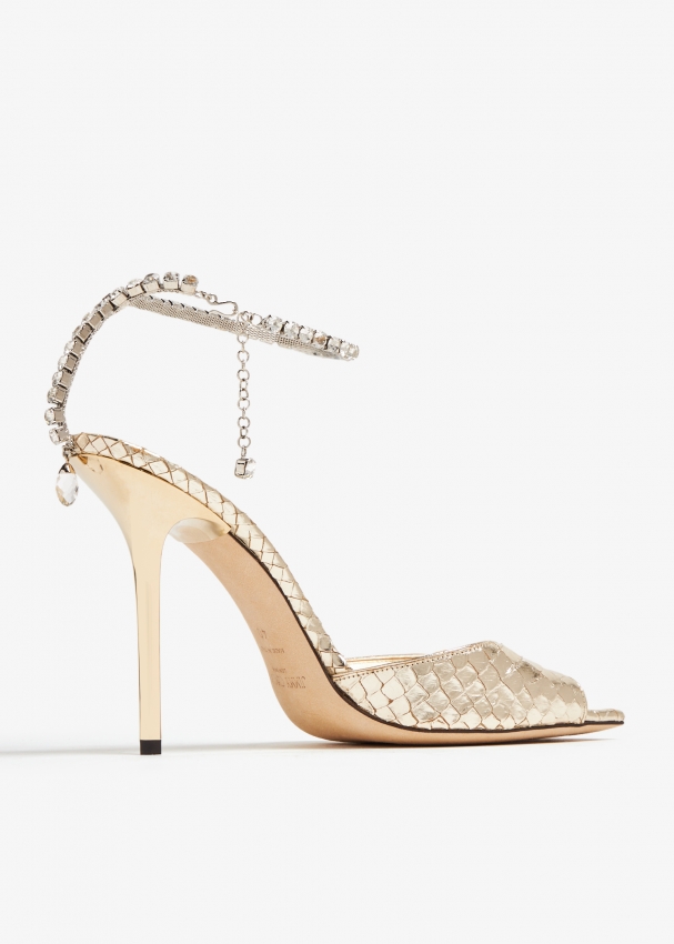 Jimmy Choo Saeda 100 sandals for Women Gold in UAE Level Shoes